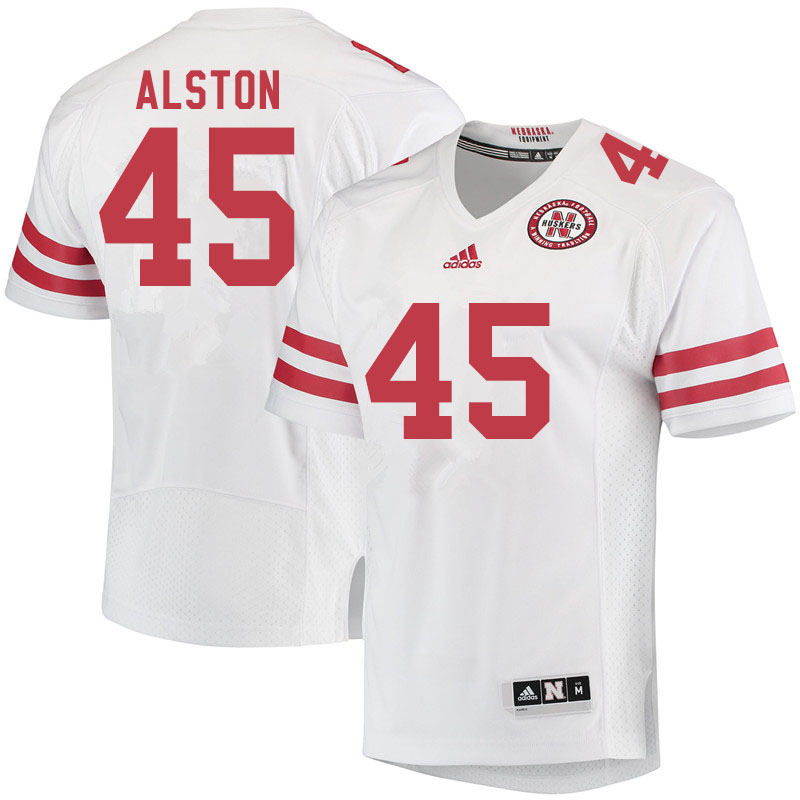 Men #45 David Alston Nebraska Cornhuskers College Football Jerseys Sale-White - Click Image to Close